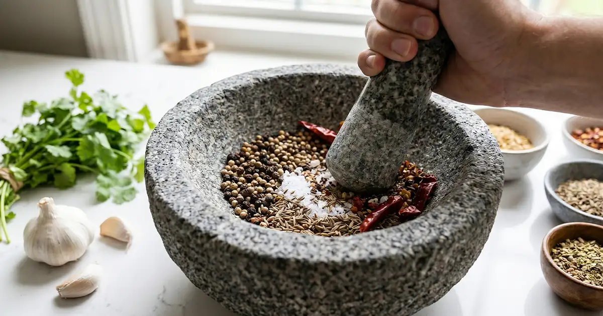 Granite mortar and pestle vs volcanic stone molcajete