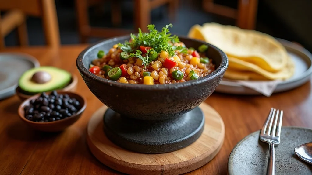 Table presentation and serving of What Is Molcajete Mixto? The Sizzling Mexican Volcanic Bowl Dish & Authentic Recipe